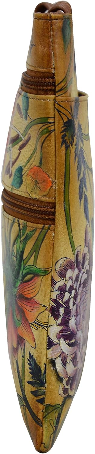 Anuschka Damen Women's Leather Hand Painted Double Zip Travel Crossbody Bag Umhängetasche, Handtasch