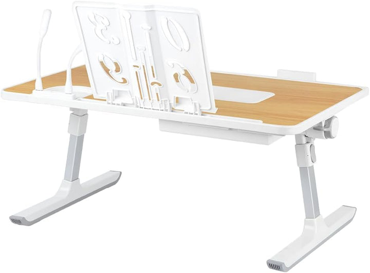 OHMG Laptop-Bett, höhenverstellbar und Winkel, faltbar, neigbar, mit Kühler/USB-Ports/Schublade, für