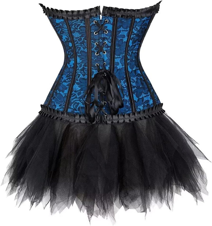 Corset Dress Korsett Sexy Kleider Rock Damen Corsage Vollbrust Bustier Korsettkleid Gothic Burlesque
