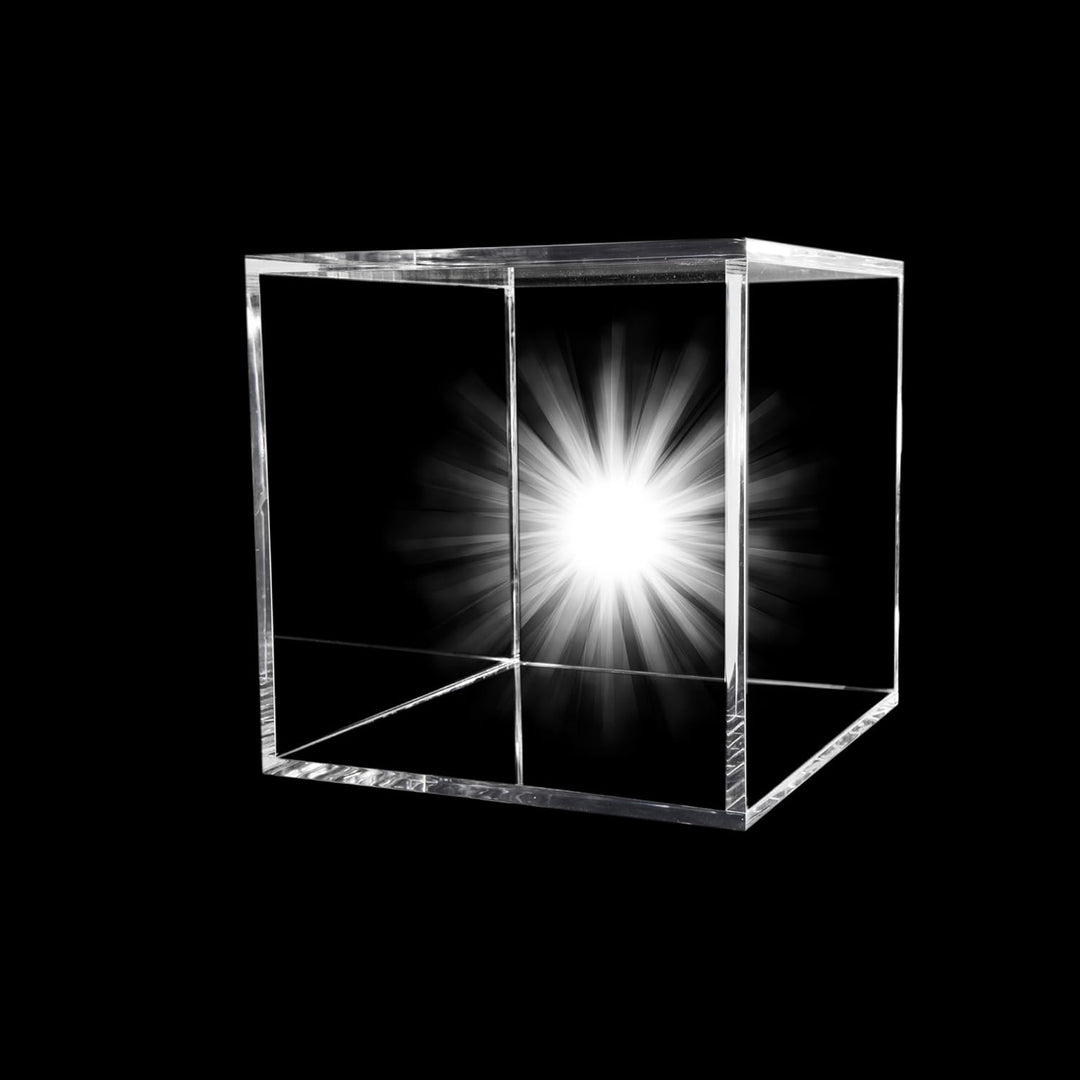 7even Acryl Design Cube 20cm, 4mm, incl. Wall Mount/transparentes CD, Single oder DVD Wandregal