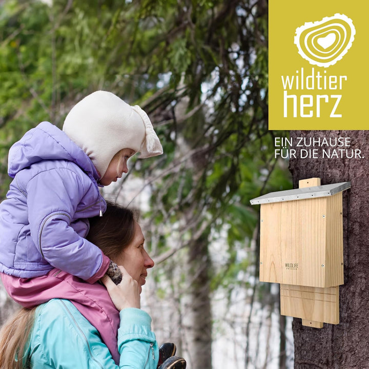 WILDLIFE FRIEND I Grosser Schwerer Fledermauskasten nach NABU - verschraubt aus Massivholz &amp; 100% we