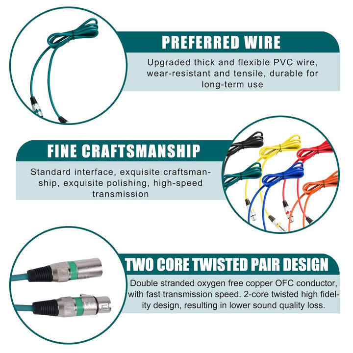 6 Pack XLR Kabel Mikrofonkabel 2m, DMX Kabel, DMX Microphone Signal Cable Connection Cable, Mikrofon