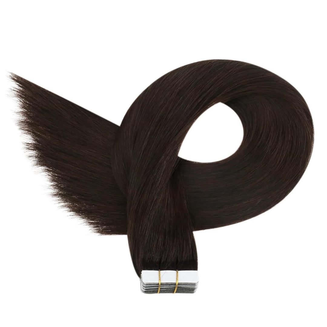 Ugeat 50cm Remy Echthaar Extensions Tapes Braun 50Gramm Hair Extensions Tape Echthaar Haarverlängeru