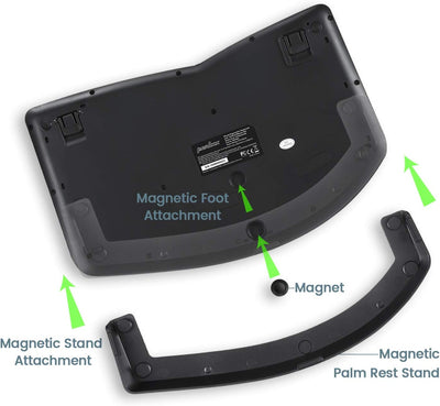 Perixx PERIDUO-606 Wireless Mini Ergonomic Keyboard with Portable Vertical Mouse - Adjustable Palm R