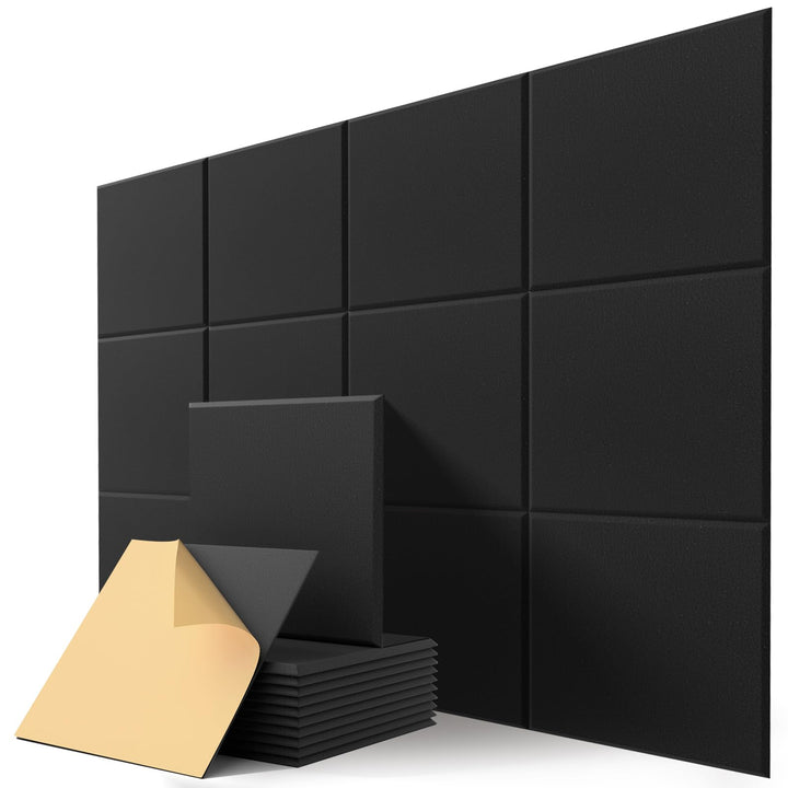 Akustikplatten Selbstklebend Filz, 12 Stück Wand, Decke, Tür Schallabsorber für Studio, Wohnzimmer,