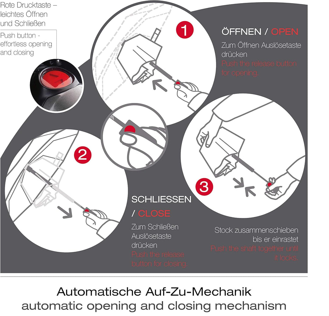 Knirps Taschenschirm TS.200 Slim Medium Duomatic Uni – Auf-Zu-Automatik – Sturmfest – Leicht – Windp