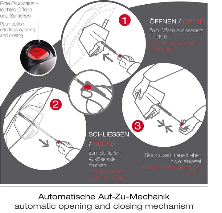 Knirps Taschenschirm TS.200 Slim Medium Duomatic Uni – Auf-Zu-Automatik – Sturmfest – Leicht – Windp