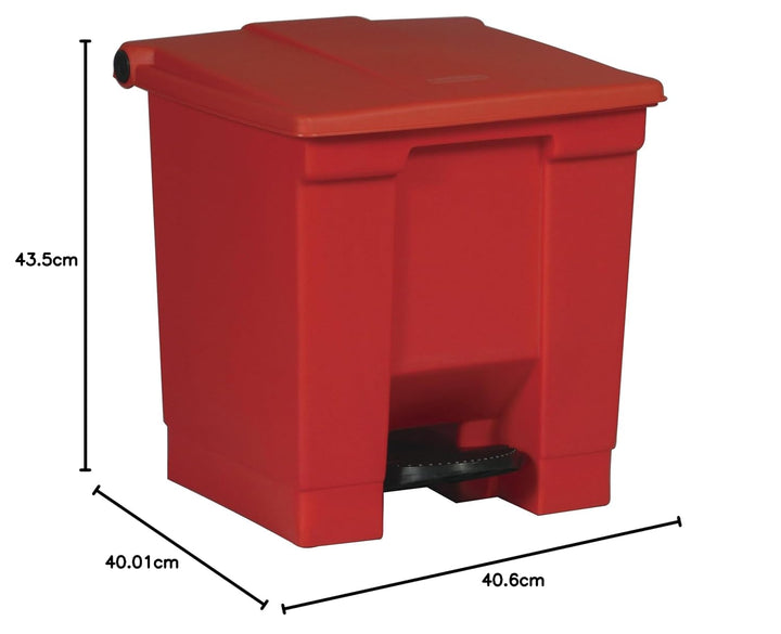 Rubbermaid Commercial Products 16 1/4x15 3/4x17 1/8 inch 8gal Step On Container - Red rot 45.0 x 50.