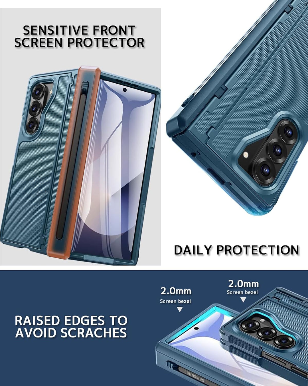 NINKI für Samsung Galaxy Fold 6 Case mit Invisible Bracket, Schutzhülle [vorne Displayschutz] Anti-K