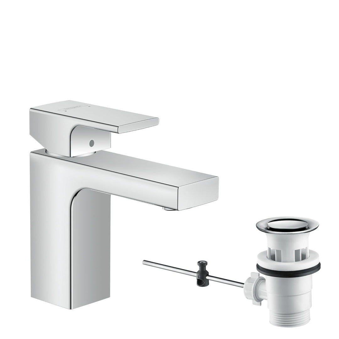 hansgrohe Vernis Shape - Waschtischarmatur mit Zugstangen-Ablauf, Wasserhahn Bad mit Auslauf Höhe 95