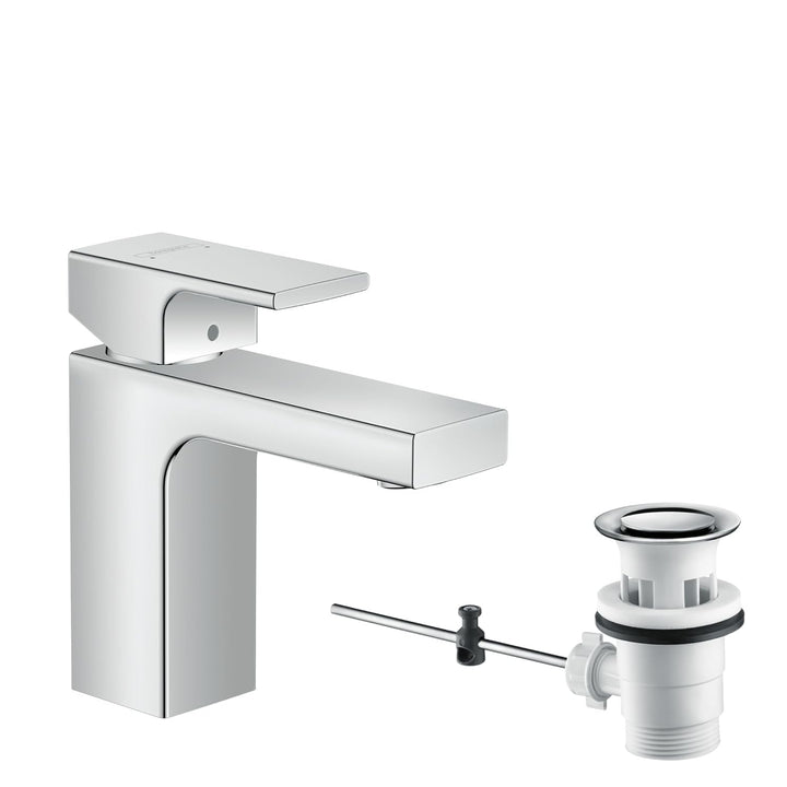 hansgrohe Vernis Shape - Waschtischarmatur mit Zugstangen-Ablauf, Wasserhahn Bad mit Auslauf Höhe 95