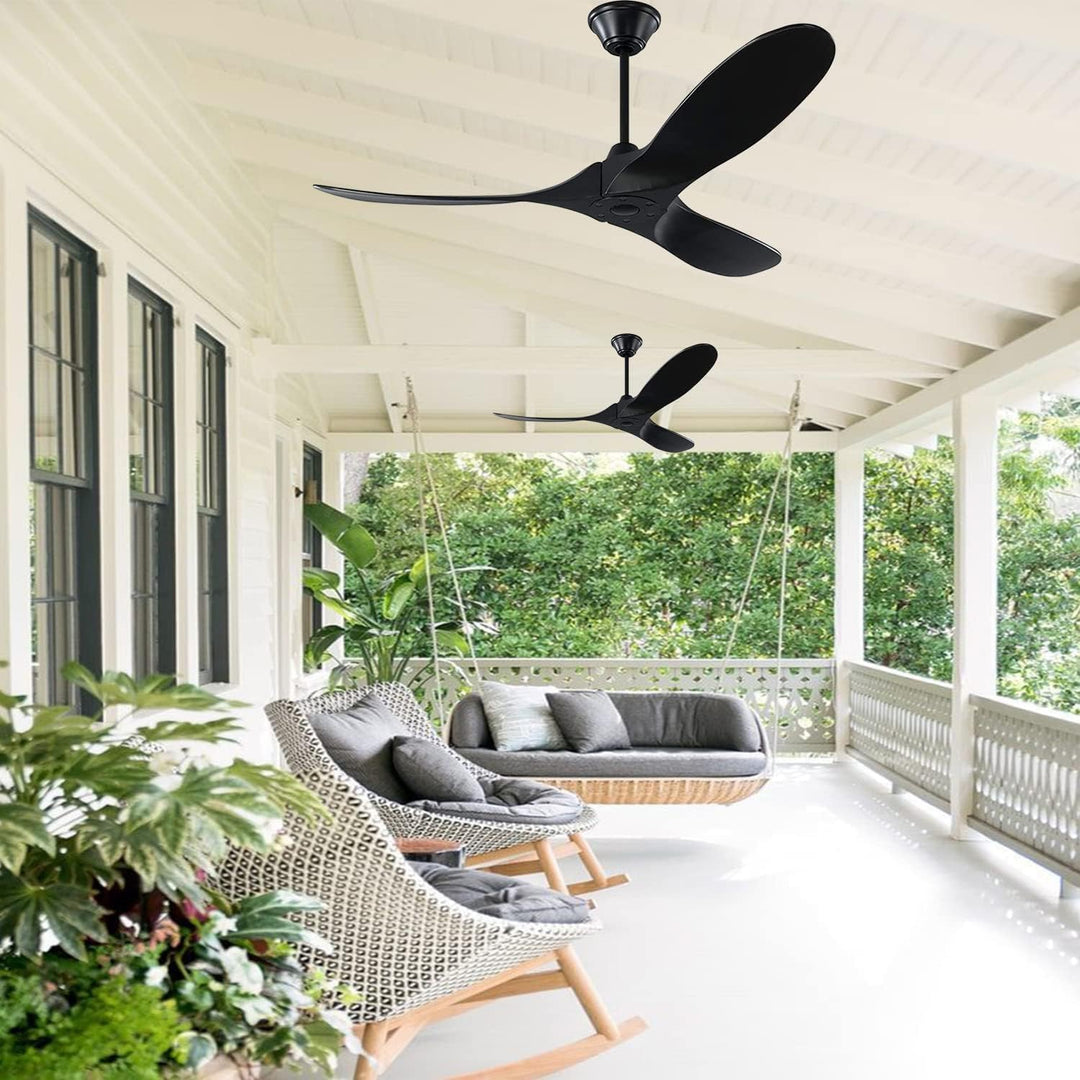 MSHENUED 132cm Schwarzer Deckenventilator ohne Licht, 52-Zoll-Deckenventilator für den Aussenbereich