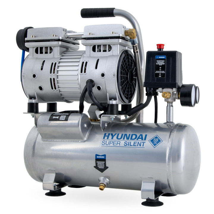 HYUNDAI Silent Kompressor SAC55751 (Druckluftkompressor tragbar klein kompakt leise, ölfrei, Flüster