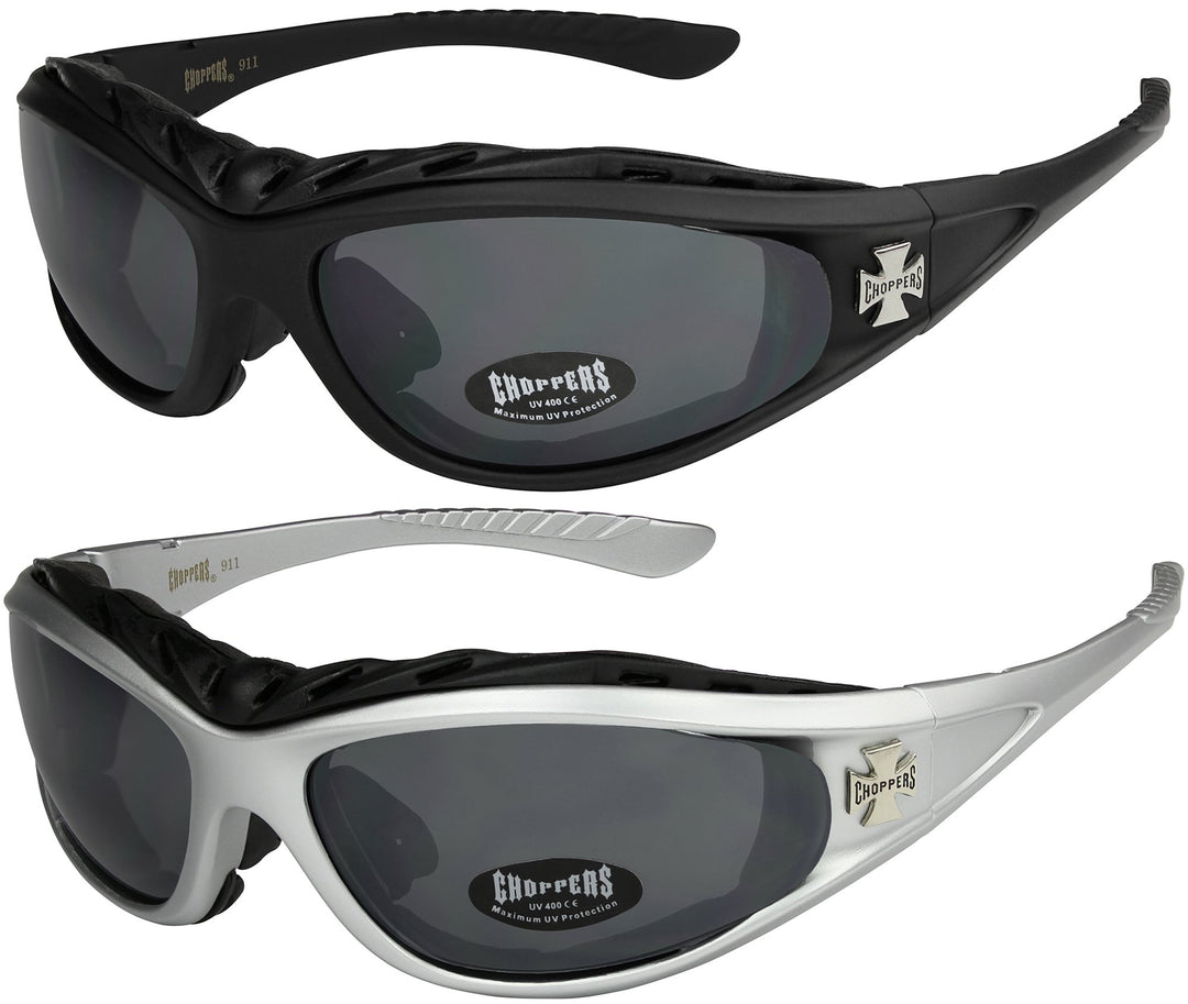 X-CRUZE 2er Pack Choppers 911 Sonnenbrillen Motorradbrille Sportbrille Radbrille mit Polsterung in d