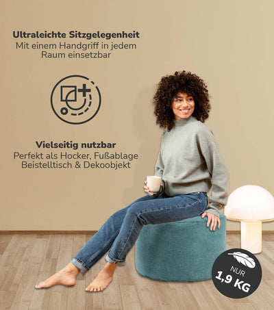 mokebo® Pouf, Hocker o. Bodenkissen 60x40cm 'Der Ruhepouf' Sitzhocker rund & Fusshocker fürs Wohnzim