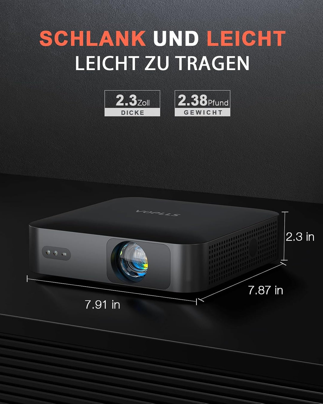Smart Beamer【360° Drehbar/Autofokus/Trapezkorrektur】 Mini Beamer 4K Unterstützt 1080P Full HD 20000L