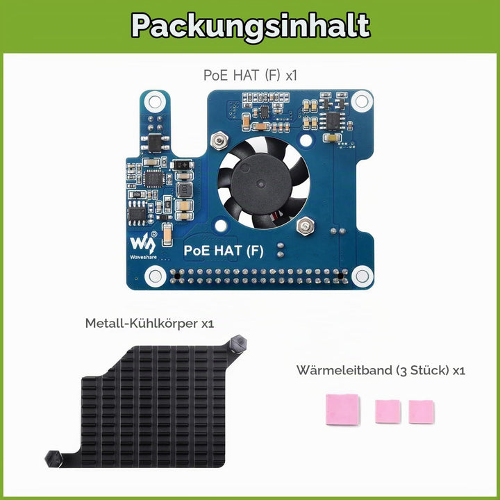 Waveshare PoE Power Over Ethernet HAT (F) Compatibele with Raspberry Pi 5 / cm 5, High Power, Onboar