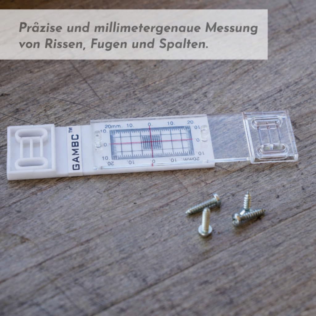 3 Stück - GAMBC® Manuelles Mauerrissmessgerät - Rissüberwachungsprotokoll - Rissmonitor zum Messen u
