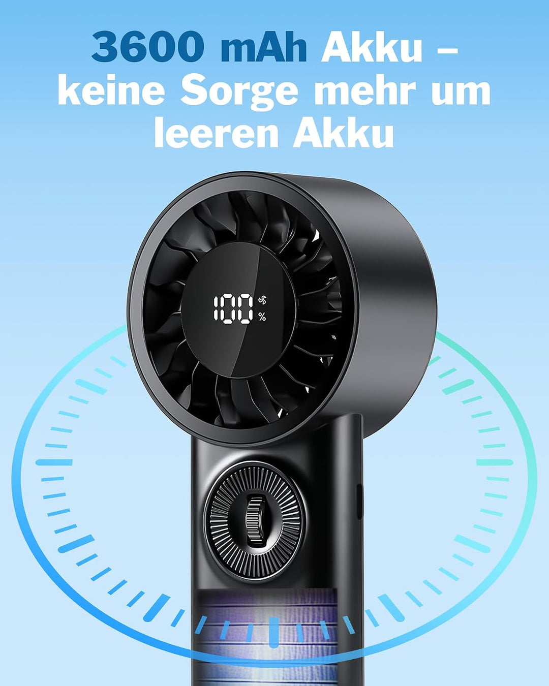 Miady 2 Stück Tragbarer Handventilator,16 Stunden maximale Akkulaufzeit | 3600mAh|USB Wiederaufladba