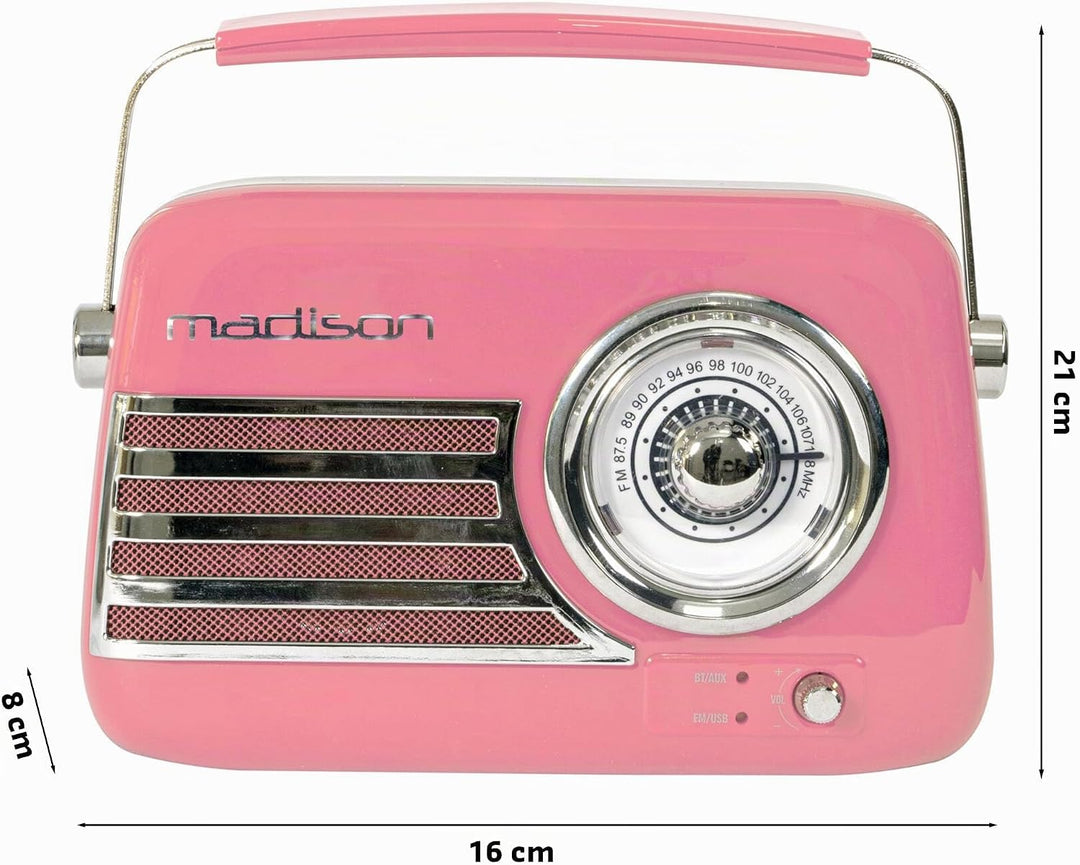 FREESOUND-VR40P - MADISON - 30W Vintage-Radio mit langer Batterielaufzeit, Bluetooth, USB und UKW -
