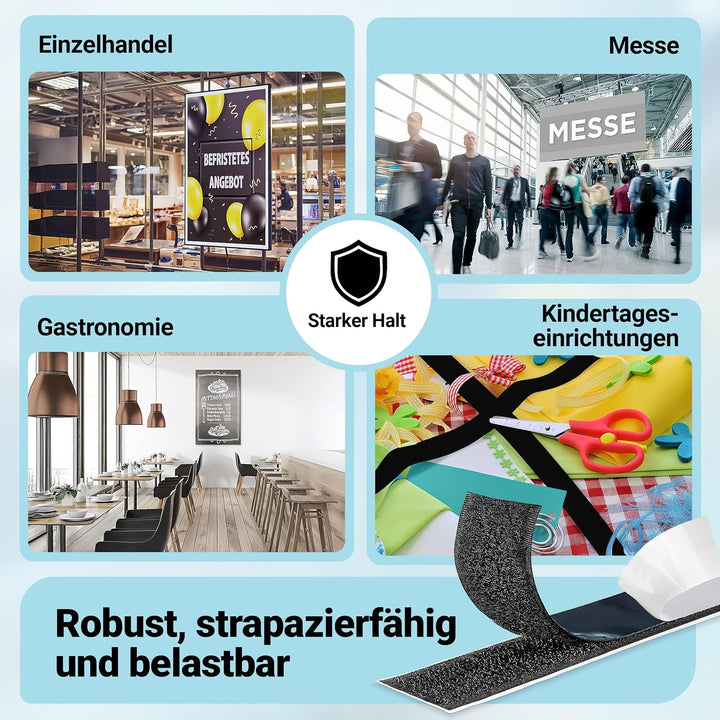 STARKL® Premium Klettband selbstklebend Extra Stark (Schwarz) I 25m x 20mm Klettverschluss selbstkle