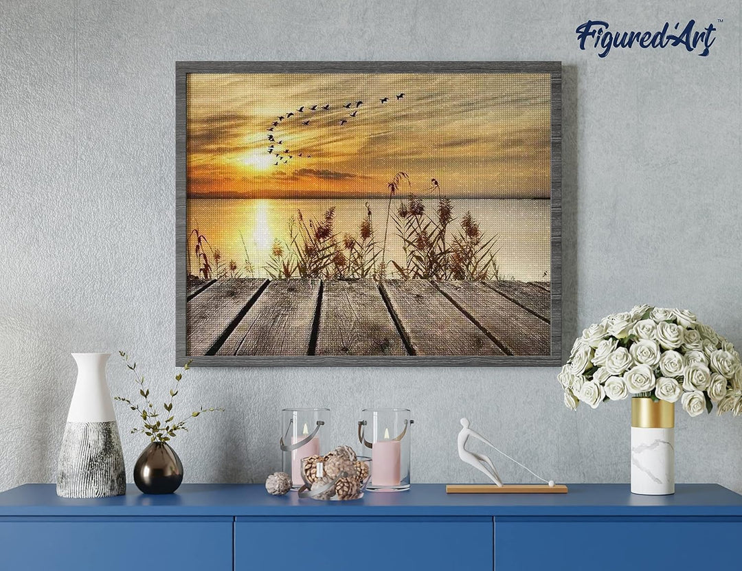 Figured'Art Diamond Painting Erwachsene 40x50cm Ganze Leinwand gerollt Am See 5D Bilder Eckige Stein