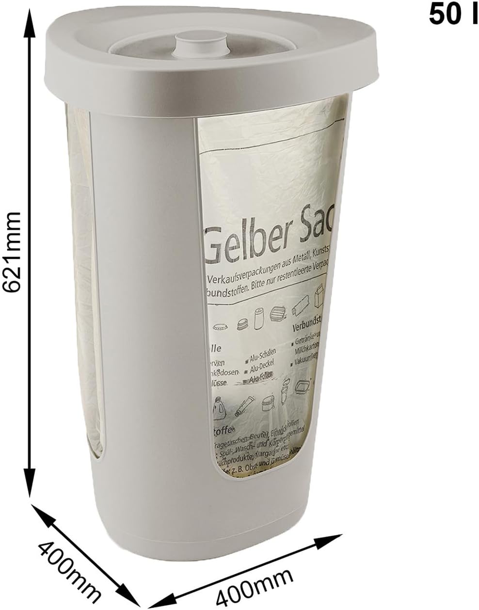 Rotho Fabu 2er-Set Müllsackständer gelber Sack mit Deckel, Kunststoff (PP recycelt), (40.0 x 40.0 x