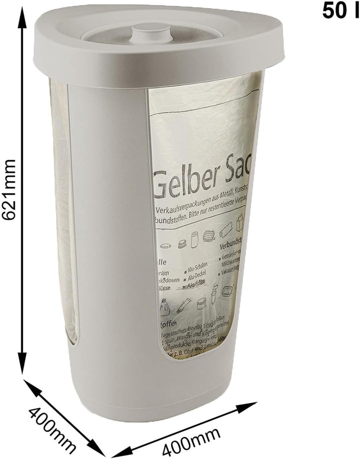 Rotho Fabu 2er-Set Müllsackständer gelber Sack mit Deckel, Kunststoff (PP recycelt), (40.0 x 40.0 x