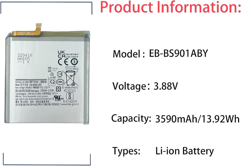 Aousavo EB-BS901ABY ersatz akku Kompatibel mit Galaxy S22 (S901B)
