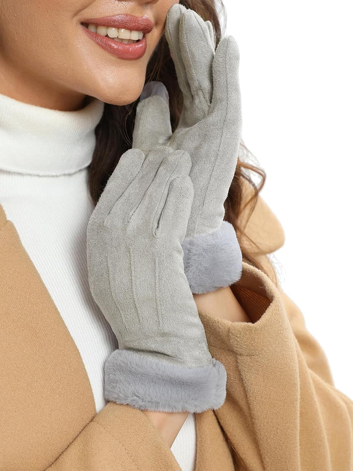 vislivin Handschuhe Damen Winter Warm Handschuhe Touchscreen Handschuh mit Gefütterte M Grau, M Grau