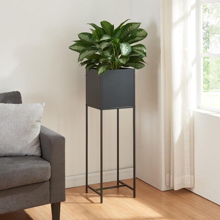 [en.casa] Blumenständer Porsgrunn Pflanzenständer mit Blumenkasten 100 x 30 x 30 cm Metall Schwarz B