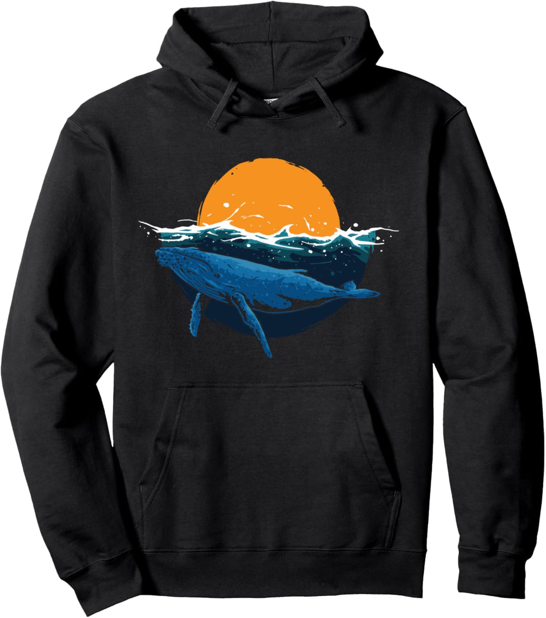 Blauwal Ozeantiere Aquatische Fauna Natur Meerwasser Pullover Hoodie