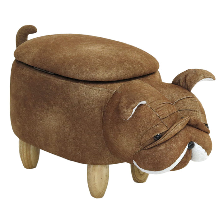 SVITA Animal Storage Kinderhocker Tierhocker mit Stauraum gepolsterter Hocker mit Holzbeinen Braun T