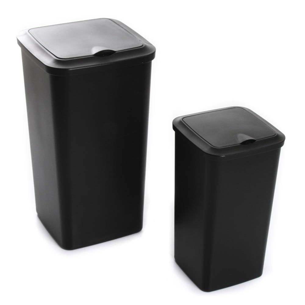 BirnePower Mülleimer Müllbehälter 24L Abfalleimer Biomülleimer mit Deckel Schwarz Papierkorb Abfallb