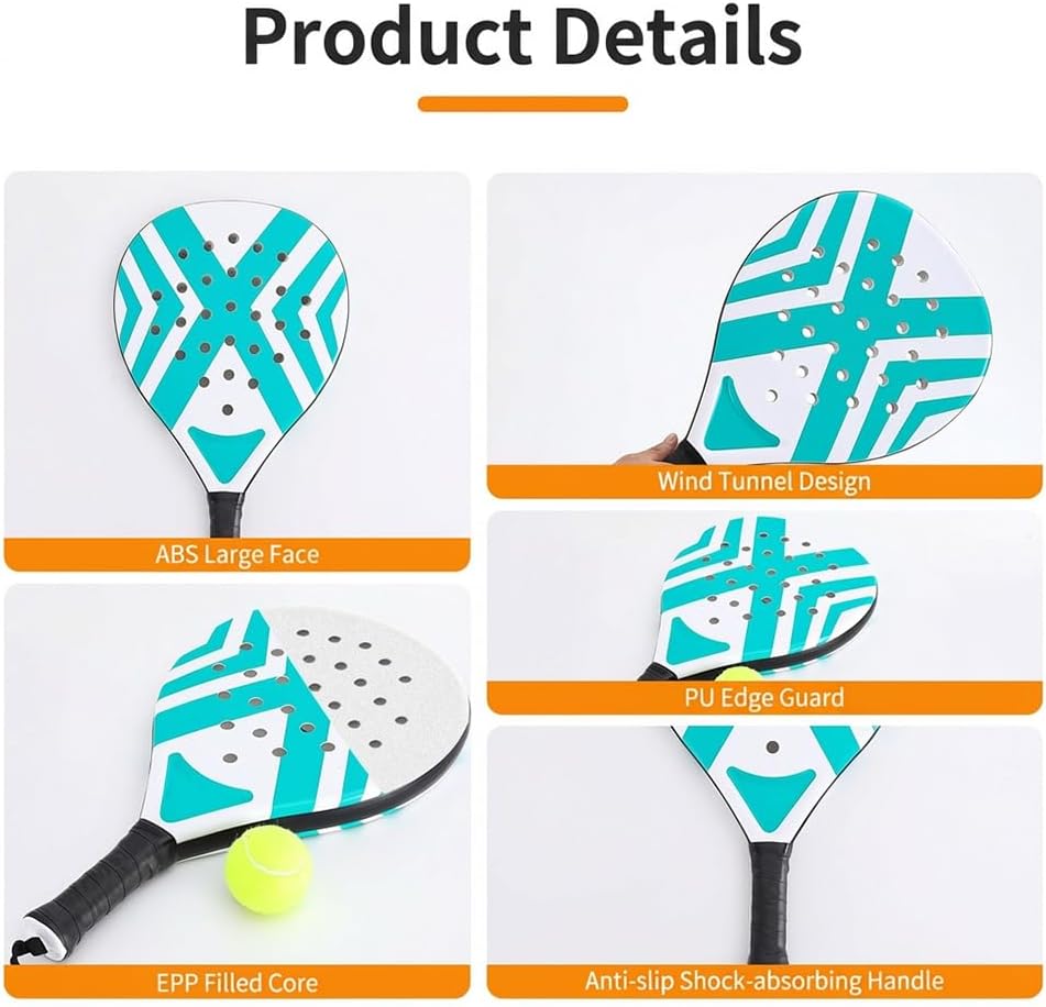 1 Set Padel-schläger, Leichter Padel-schläger 2 Tennisbällen Und Tragetasche Für Erwachsene