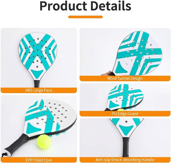 1 Set Padel-schläger, Leichter Padel-schläger 2 Tennisbällen Und Tragetasche Für Erwachsene
