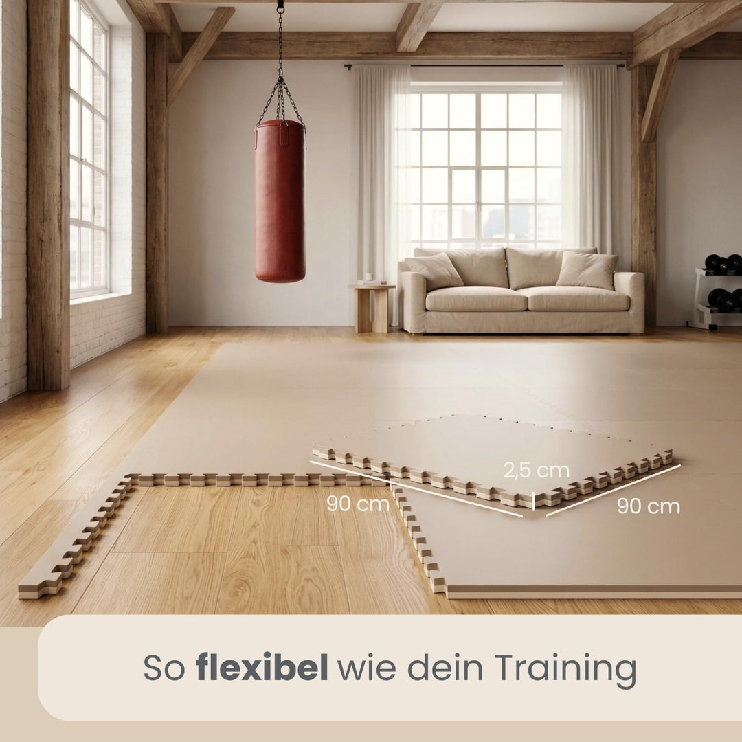EYEPOWER 25mm Dicke Bodenschutz-Matte 90x90cm Trainingsmatte Puzzlematte erweiterbare Fitnessmatte i
