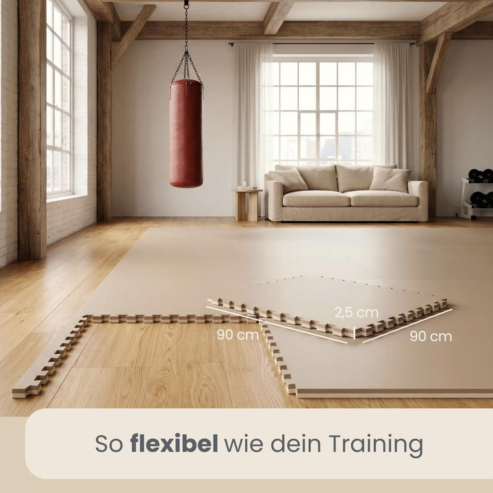 EYEPOWER 25mm Dicke Bodenschutz-Matte 90x90cm Trainingsmatte Puzzlematte erweiterbare Fitnessmatte i