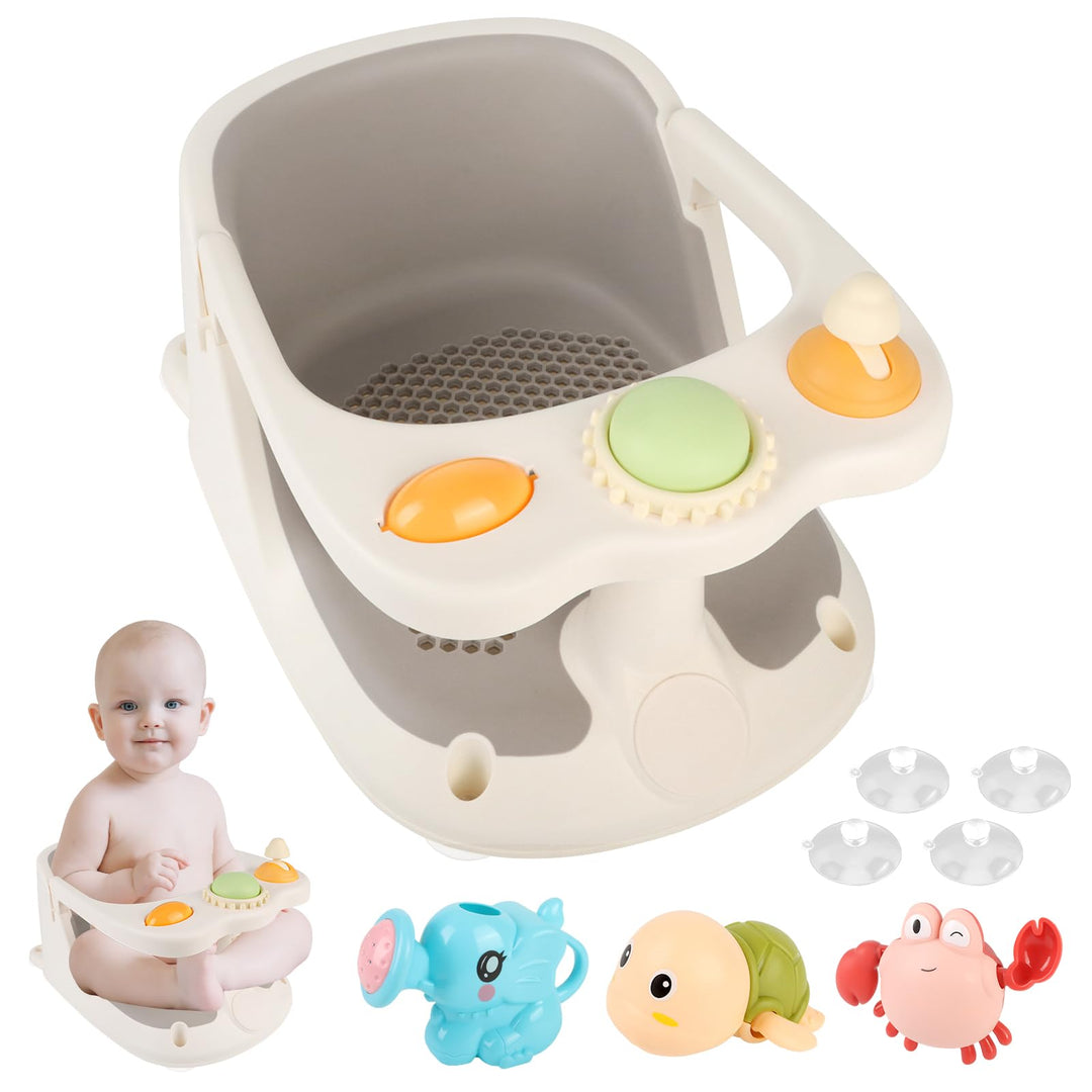 Baby Badesitz ab 6 Monate, Badewannensitz mit 4-starken Saugnäpfen, Rutschfester Badesitz Baby mit S