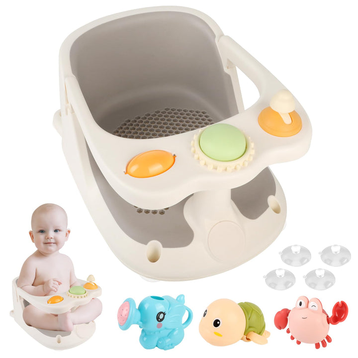 Baby Badesitz ab 6 Monate, Badewannensitz mit 4-starken Saugnäpfen, Rutschfester Badesitz Baby mit S