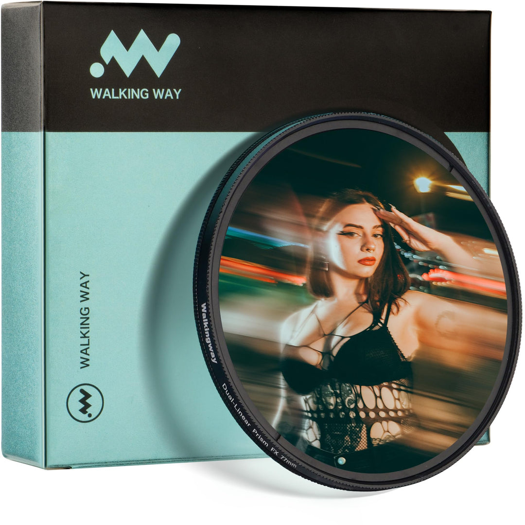 WalkingWay 52mm Doppelter Stretch-Effekt Prismafilter, K9 Optisches Glas Drehbarer Geisterfilter Mit