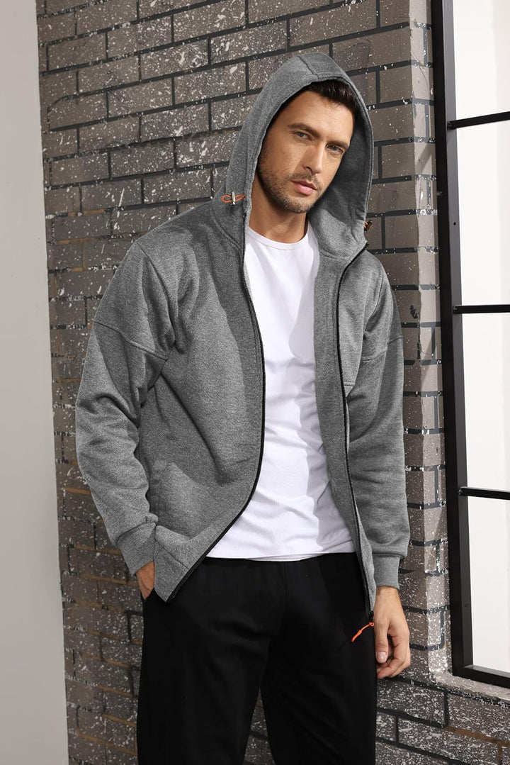 CTU Herren Hoodies Zip Up Langarm Fleece Sweatshirts Hoodies für Männer S-3XL, M Hellgrau