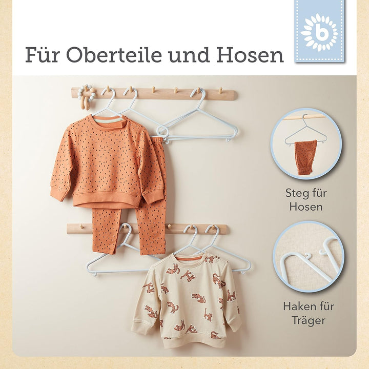 Bieco Kleiderbügel Kinder 32 St. Eisblau | Länge ca 30 cm | Baby Kleiderbügel | Kunststoff Kleiderbü