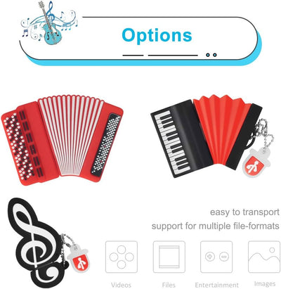32GB*5 USB-Stick USB-Flash-Laufwerk Akkordeon*2/Saxophon/Klavier/Note, Memory Stick Cartoon Speicher
