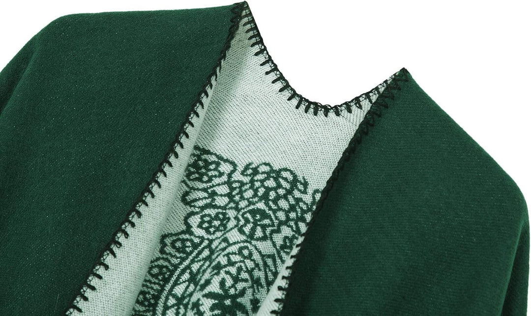 Damen Warm Offene Front Strick Schals und Wraps Floral Elegante Cardigans Poncho Cape Coat Mantel Gr