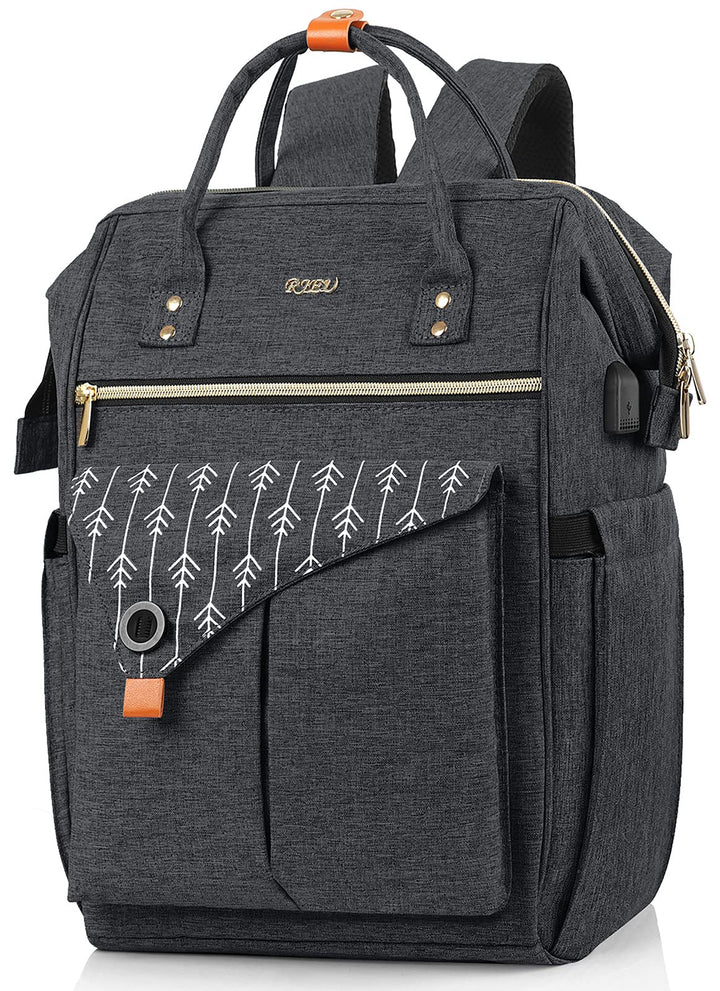 RJEU Damen, 17,3 Zoll Laptop Rucksack mit USB Ladeanschluss, Schulrucksack Mädchen, Geschenke für Fr