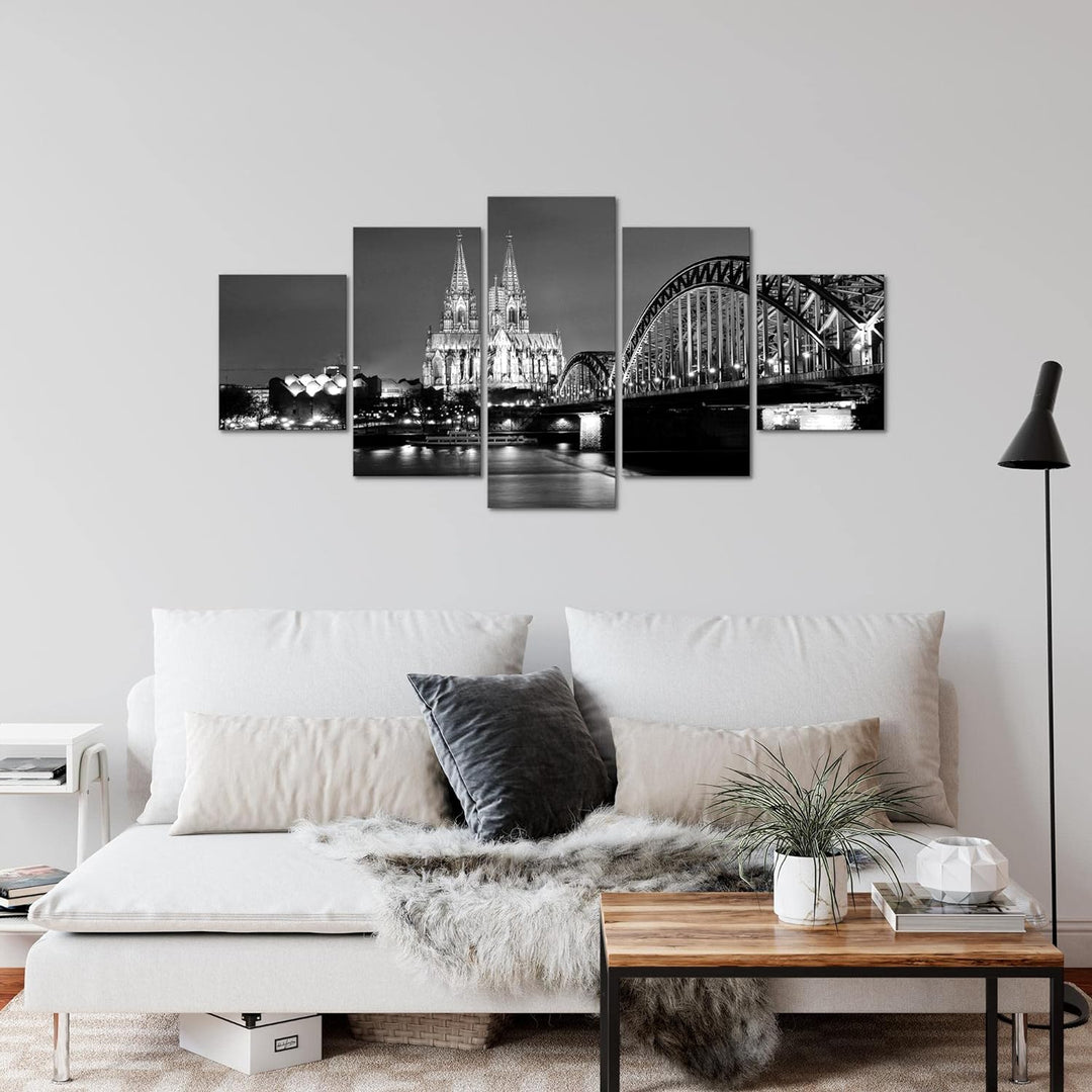Runa Art Wandbilder Köln 5 Teilig Bild auf Vlies Leinwand Deko Wohnzimmer Schlafzimmer Skyline Schwa