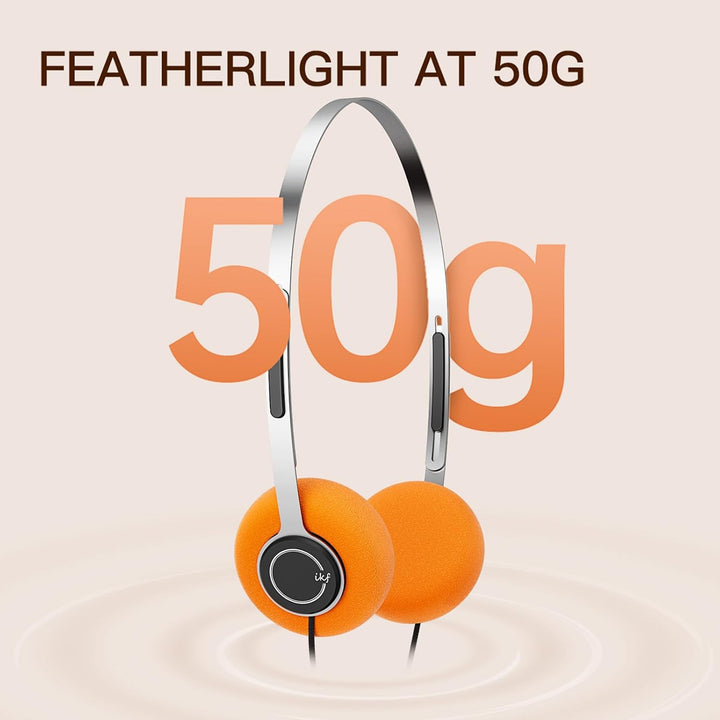iKF Y3 On Ear Kopfhörer mit Kabel, Retro bügelkopfhörer, Mini Stereo-Kopfhörer, 80er-90er-Jahre, 3.5