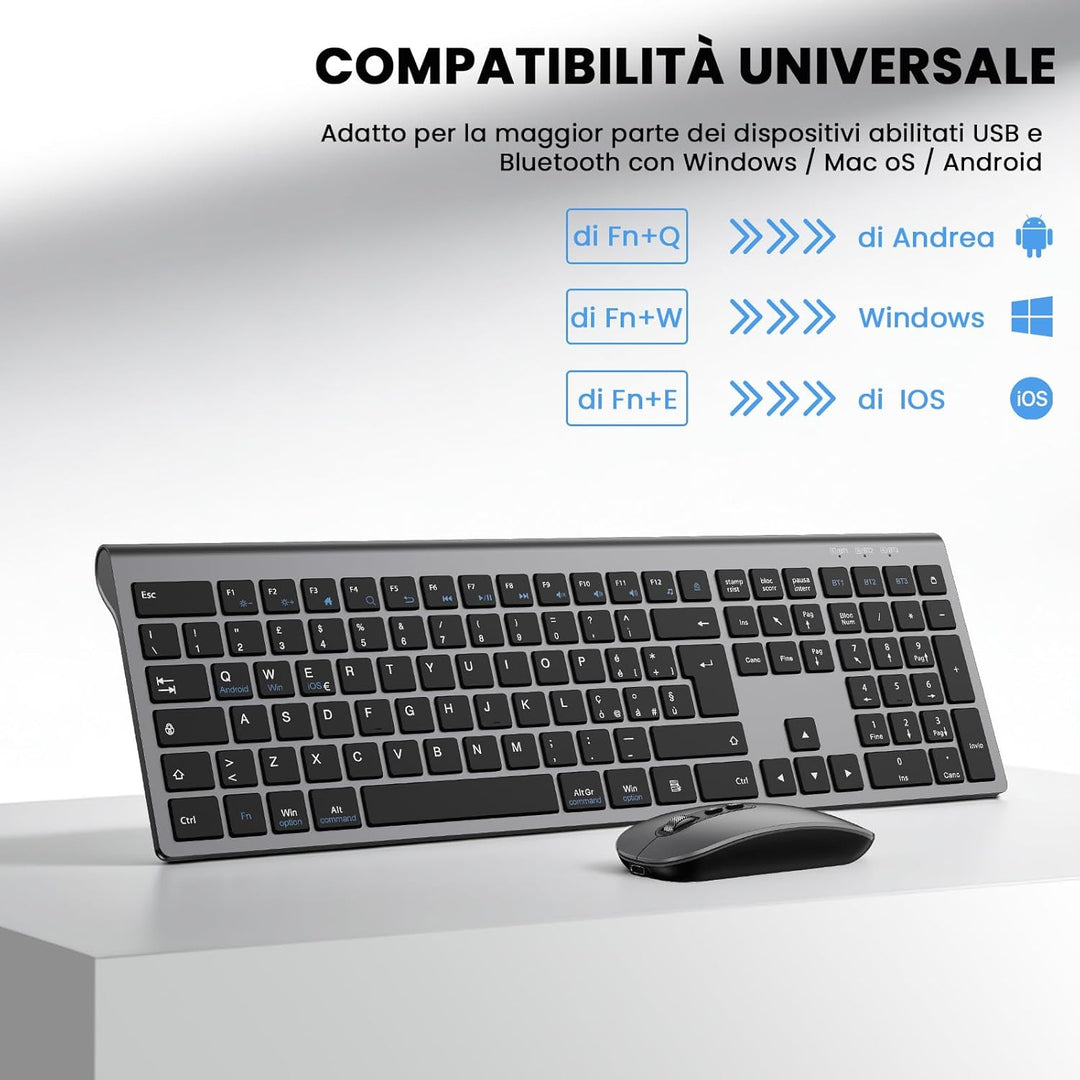 cimetech Kabellose Bluetooth-Tastatur und Maus für MacBook Air/MacBook Pro/Mac, italienisches QWERTY
