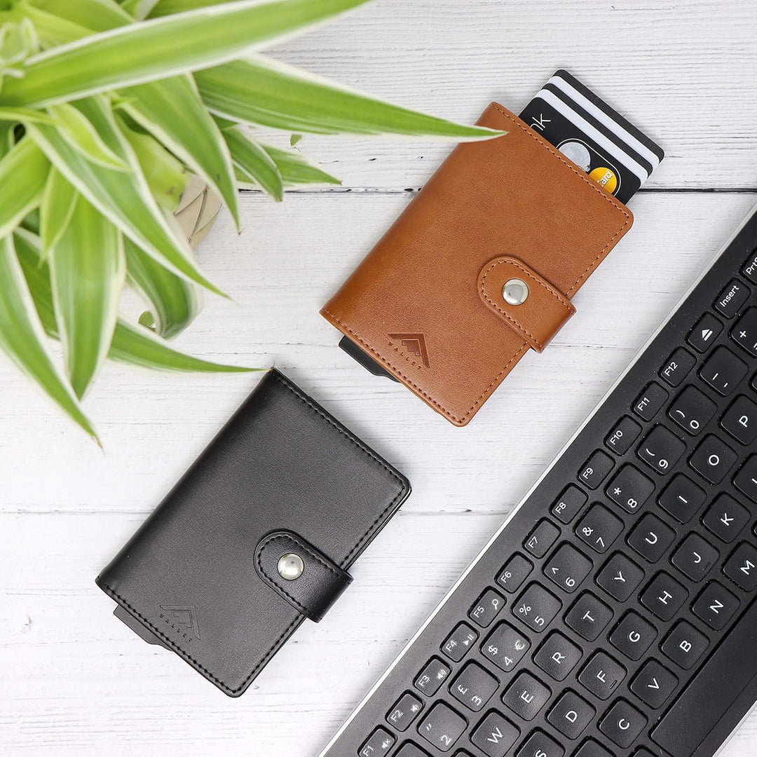 Stealth Wallet – Minimalistische Schlanke Leichte Pop-Up Kartenhalter – Kontaktlos Geschützte Sicher